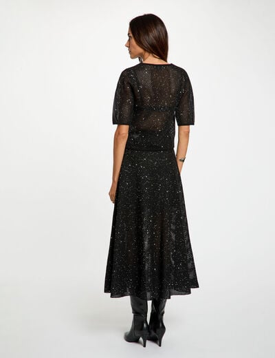 Camiseta de malla negro mujer