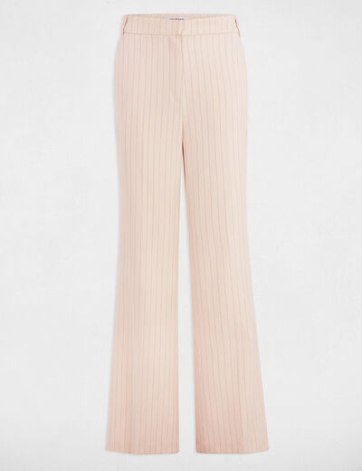 Pantalón pernera ancha rayas rosa claro mujer