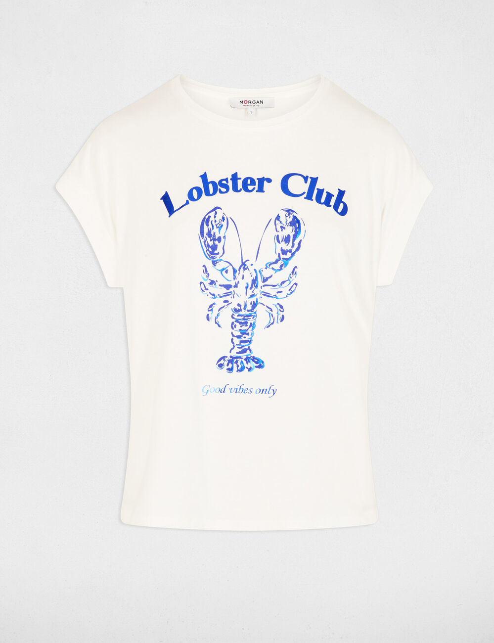Camiseta recta cuello redondo blanco mujer