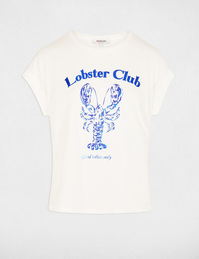 Camiseta recta cuello redondo blanco mujer