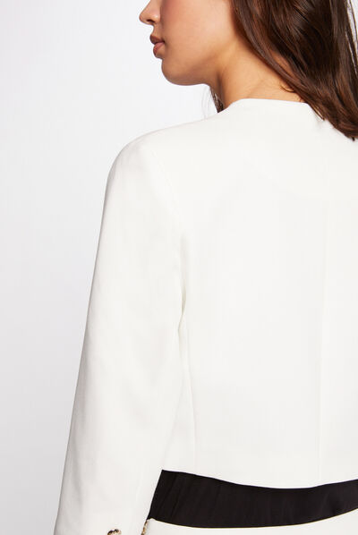 Chaqueta recta con manga 3/4 crudo mujer