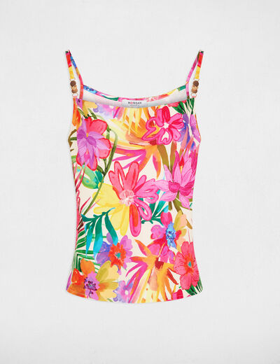 Top satinado con cuello drapeado multicolor mujer