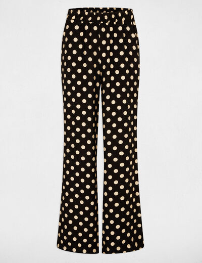 Pantalón recto de tiro alto negro mujer