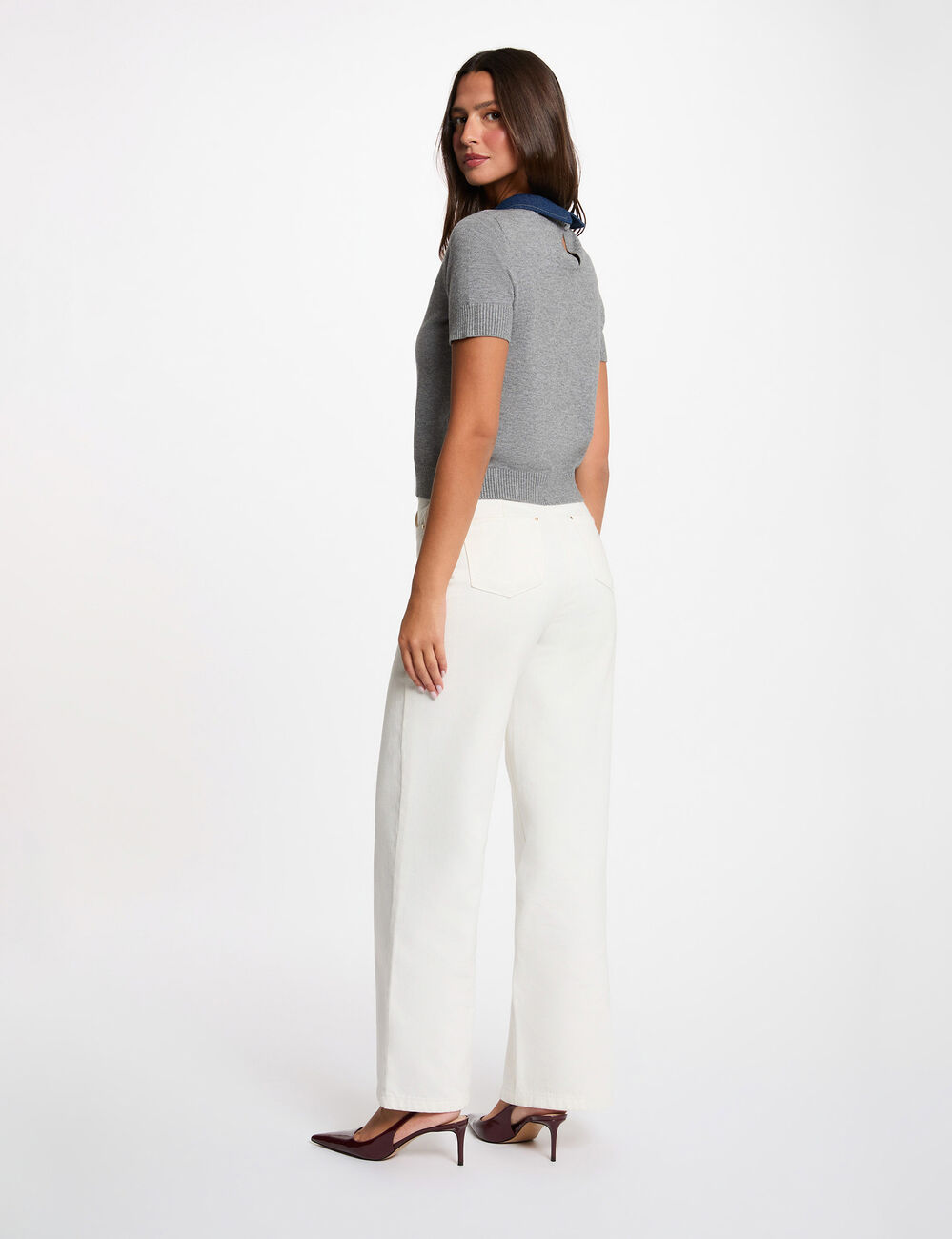 Jersey con cuello vuelto gris claro mujer