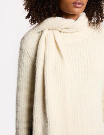 Jersey con cuello bufanda marfil mujer