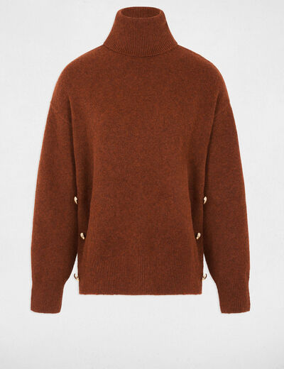 Jersey de cuello alto marr&oacute;n mujer