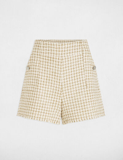 Short recto talle alto tweed multicolor mujer