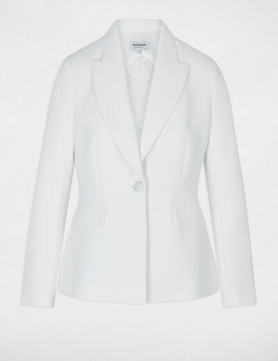 Chaqueta entallada de encaje blanco mujer