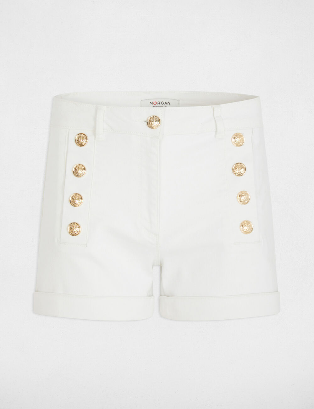 Short vaquero con botones blanco mujer