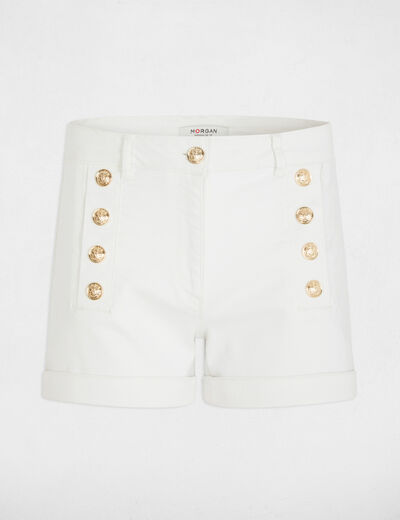 Short vaquero con botones blanco mujer