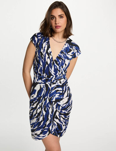 Vestido corto estampado multicolor mujer