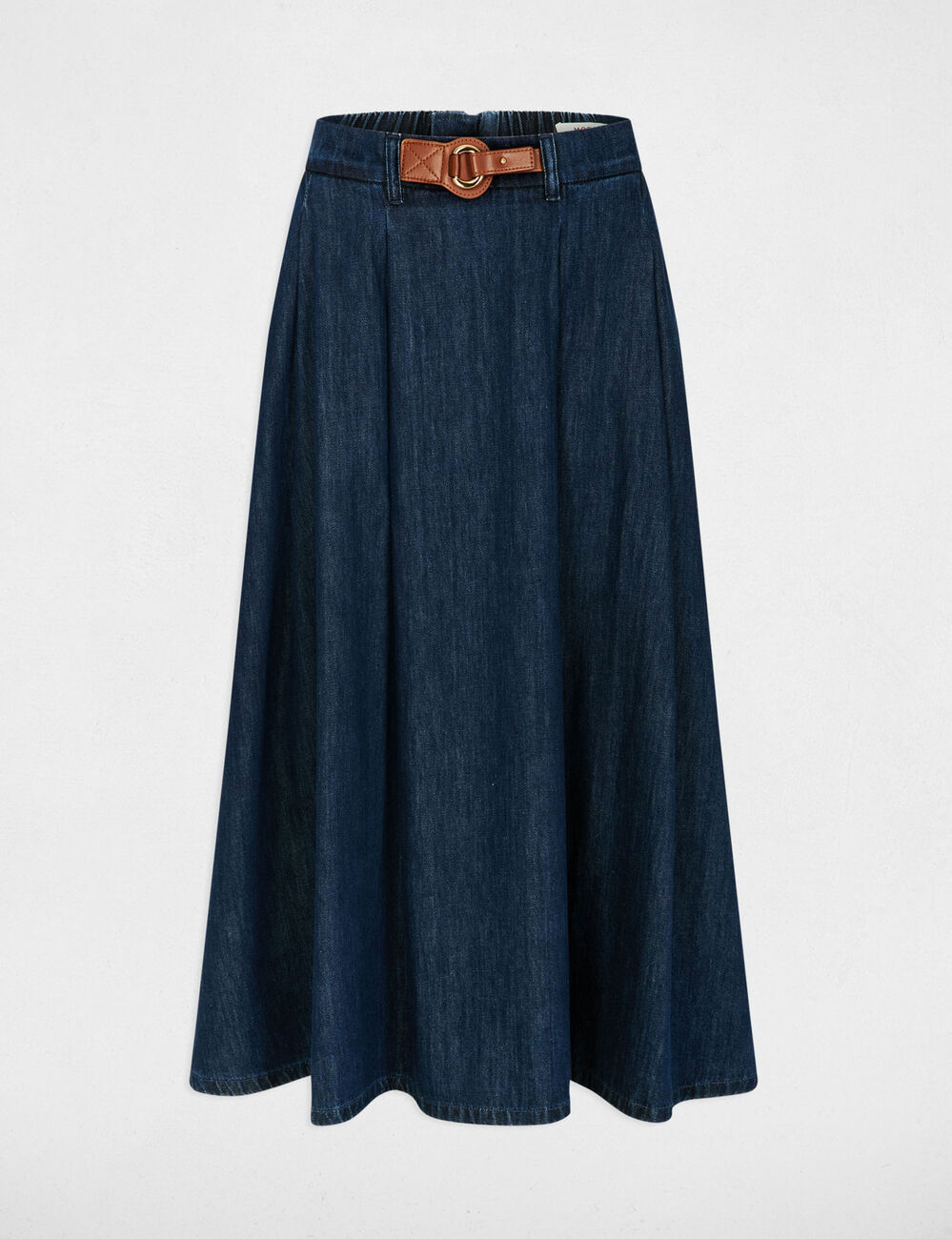Falda larga evas&eacute; denim crudo mujer