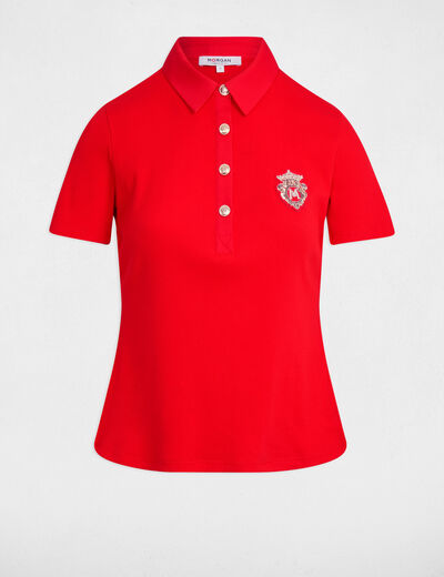 Camiseta manga corta rojo vivo mujer
