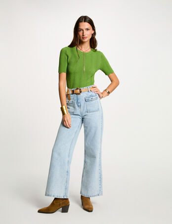 Vaquero pernera ancha denim descolorido mujer