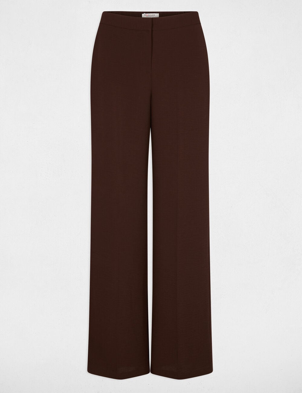 Pantal&oacute;n ancho y fluido marr&oacute;n oscuro mujer