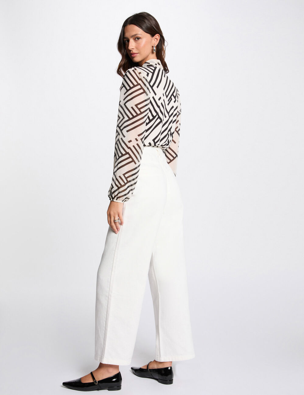 Vaquero pernera ancha blanco mujer