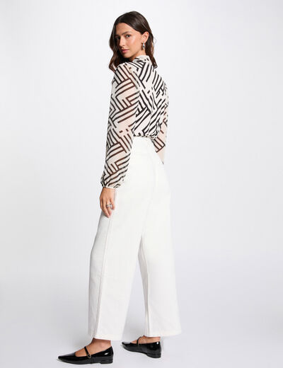 Vaquero pernera ancha blanco mujer