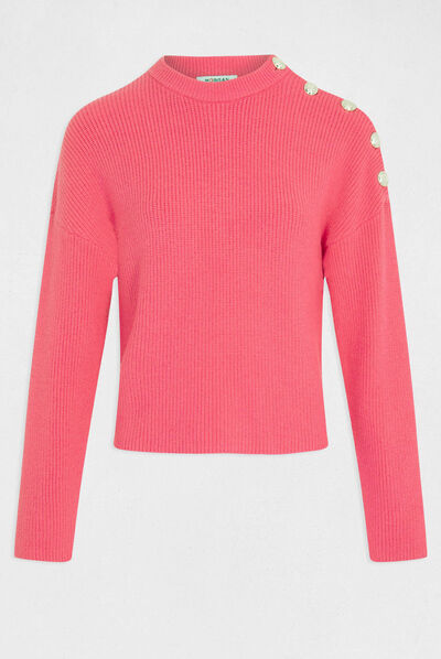 Jersey manga larga con botones rosa mujer