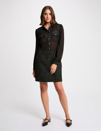 Vestido corto bicolor negro mujer