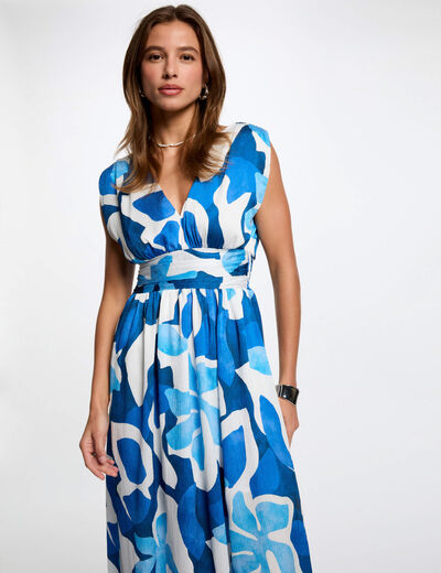 Vestido largo recto estampado multicolor mujer