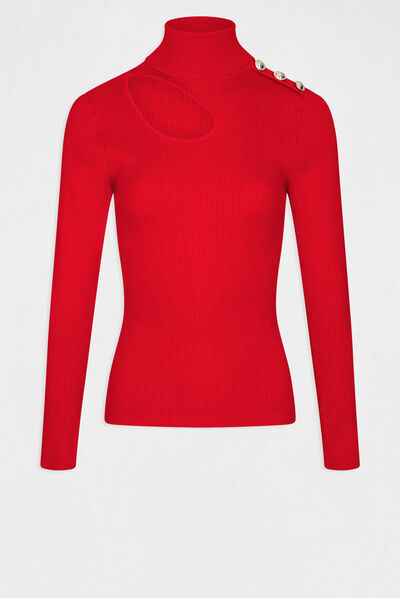 Jersey manga larga con abertura rojo medio mujer