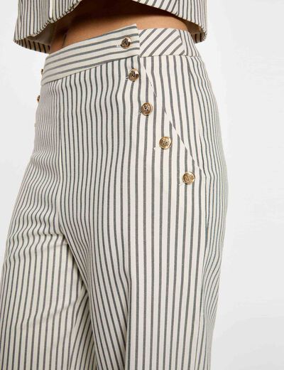 Pantal&oacute;n ancho de rayas multicolor mujer