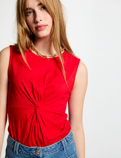 Camiseta sin mangas rojo mujer