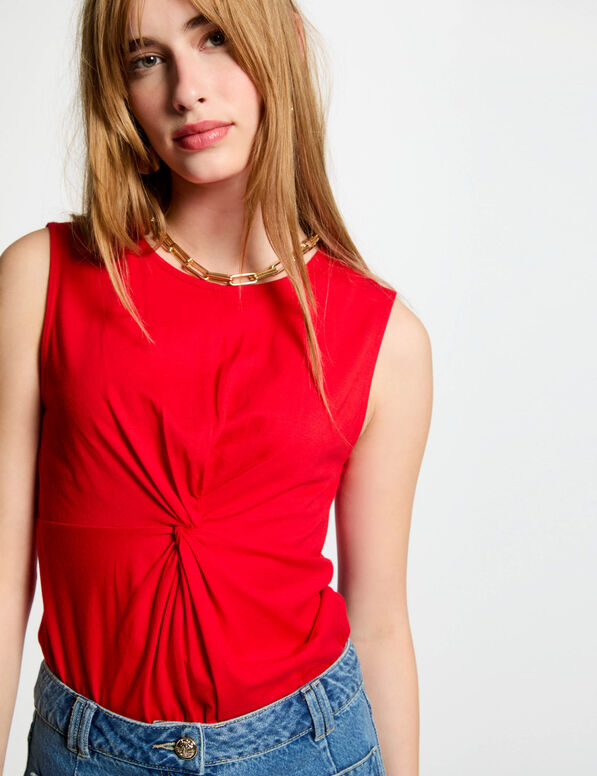 Camiseta sin mangas rojo mujer