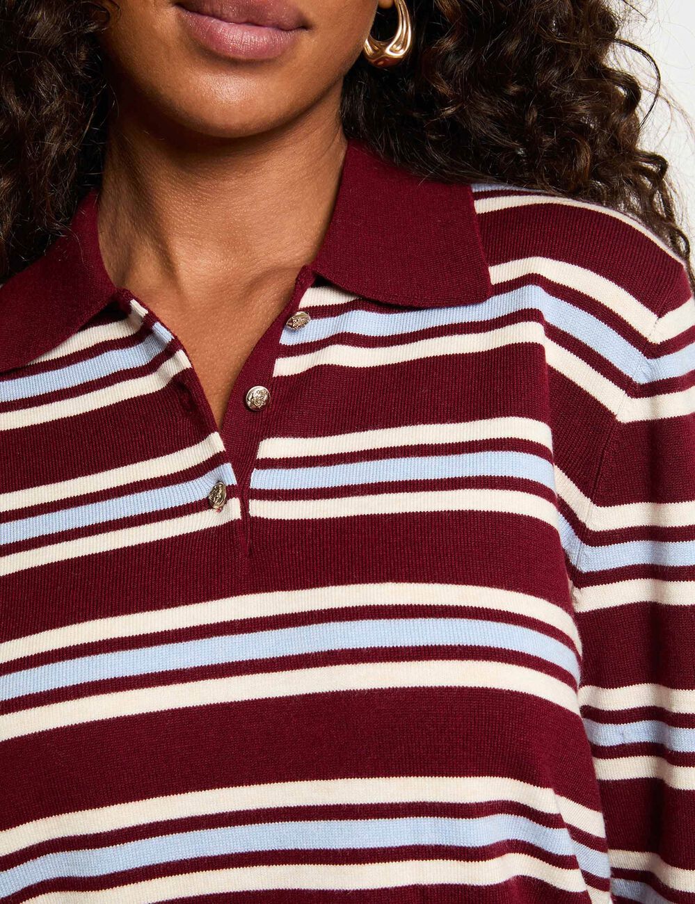 Jersey con cuello vuelto burdeos mujer