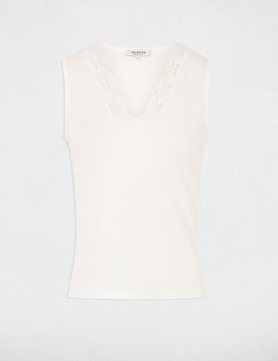 Top sin manga blanco mujer