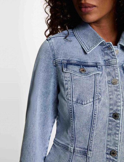 Chaqueta vaquera ajustada denim doble stone mujer