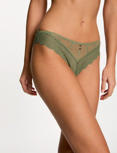 Braga de encaje verde caqui mujer
