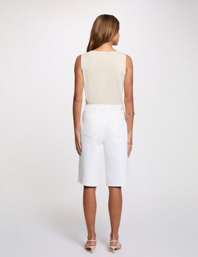 Top de tirantes con cuello drapeado beis claro mujer