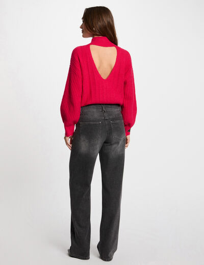 Jersey con cuello alto rosa frambuesa mujer