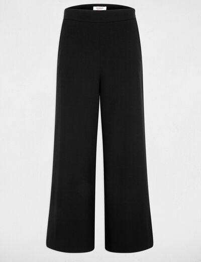 Pantal&oacute;n ancho de tiro alto negro mujer
