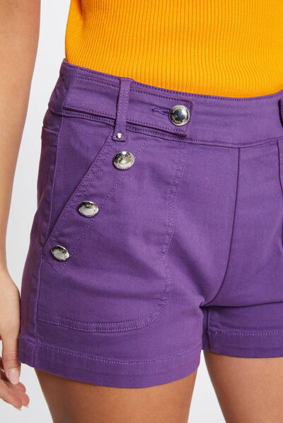 Short recto con botones morado oscuro mujer