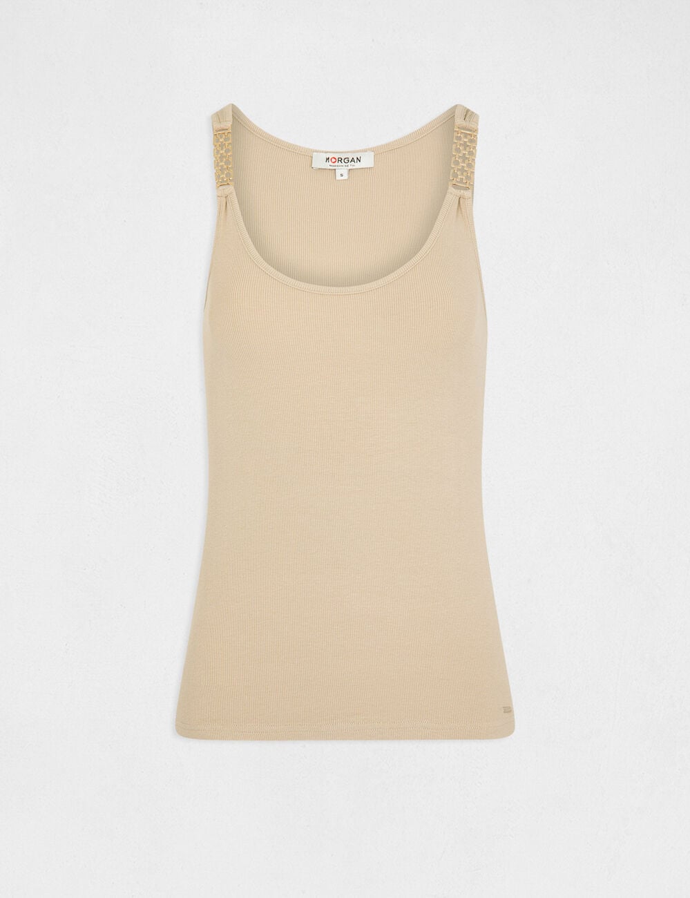 Top tirantes con adornos arena mujer