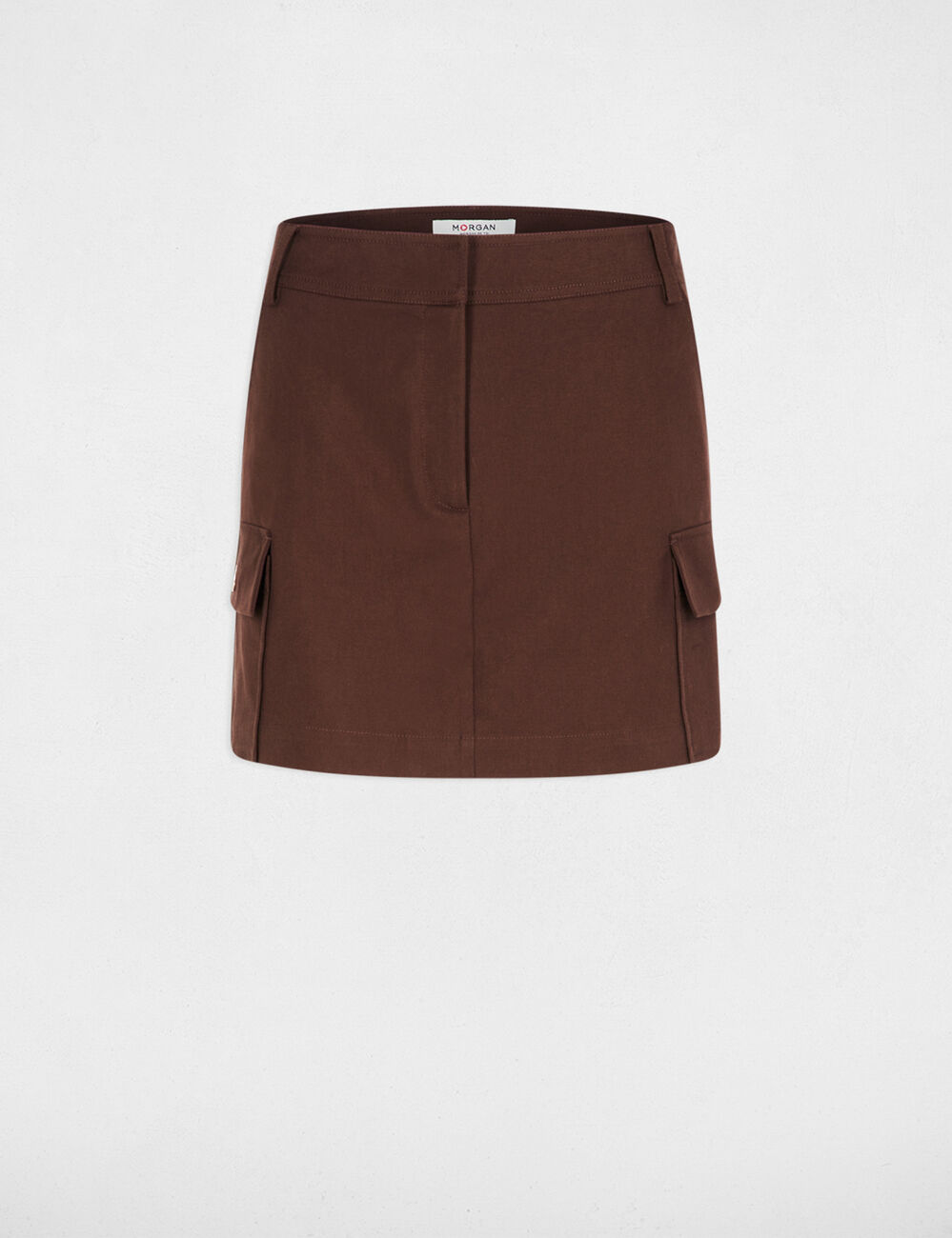 Falda-pantal&oacute;n corto ajustada marr&oacute;n oscuro mujer