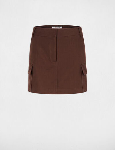 Falda-pantal&oacute;n corto ajustada marr&oacute;n oscuro mujer
