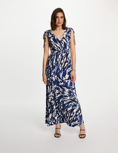 Vestido largo recto estampado multicolor mujer