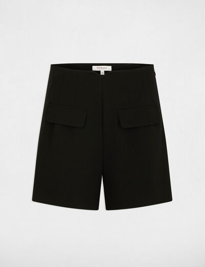 Pantal&oacute;n corto de cintura alta negro mujer