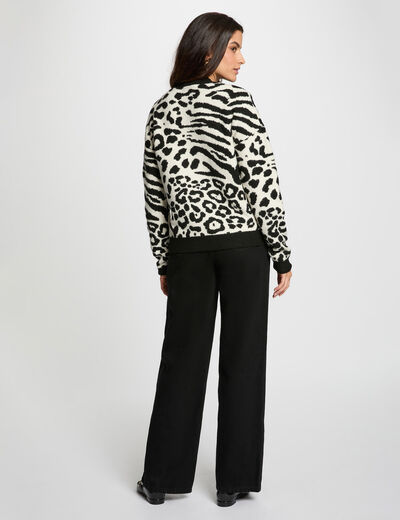 Jersey corto jacquard marfil mujer