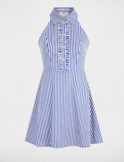 Vestido corto evasé rayas multicolor mujer