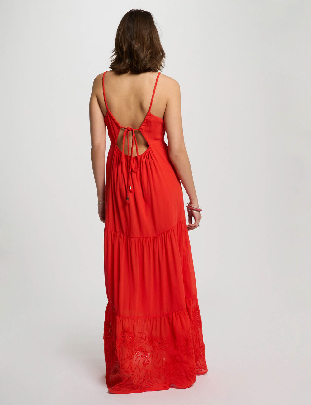 Vestido largo holgado bordado orange mujer