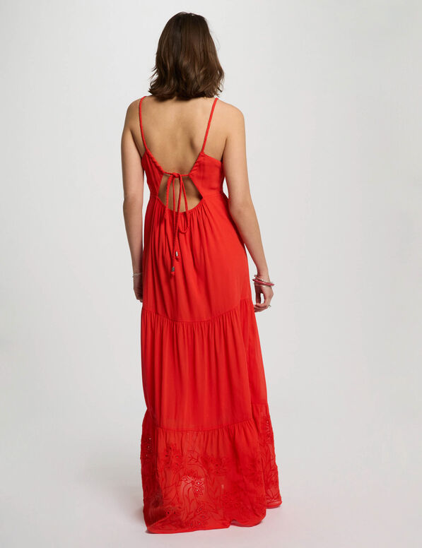 Vestido largo holgado bordado orange mujer