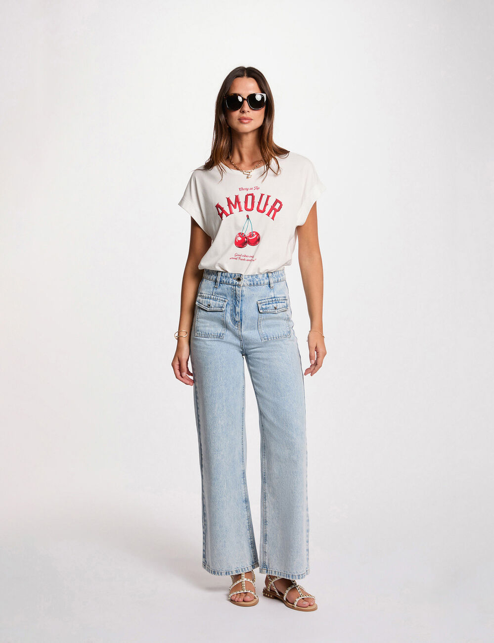 Camiseta con inscripción blanco mujer