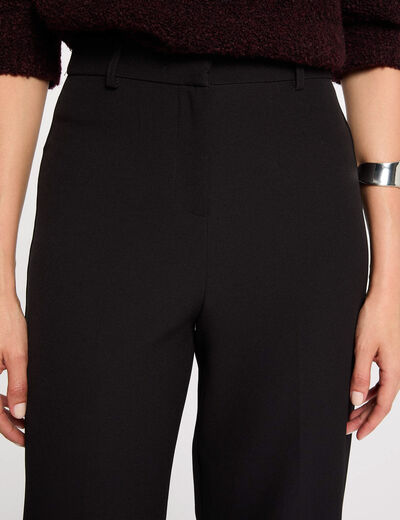 Pantalón recto con pinzas negro mujer
