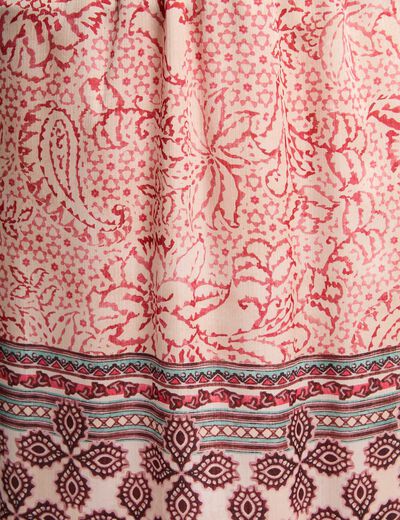 Falda larga fluida multicolor mujer