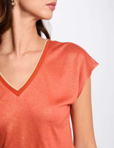 Camiseta de manga corta naranja oscuro mujer