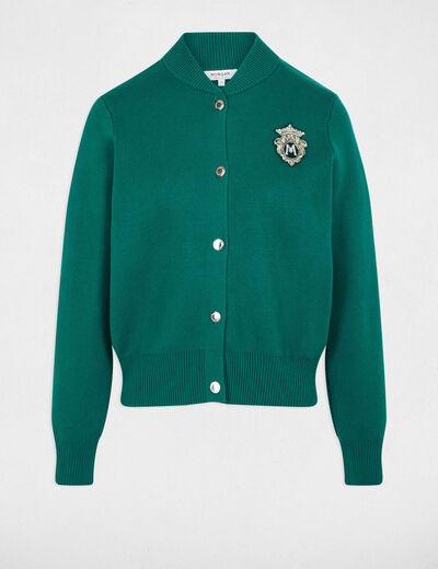 Jersey con cuello teddy verde mujer